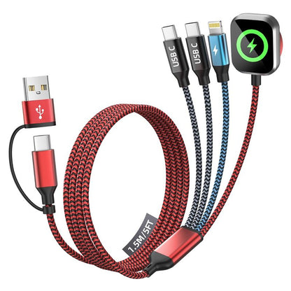 Cruise Essentials 2026, Travel Essentials Dual Type-C 4 in 2 Multi Charging Cable for iPhone Watch Charger/iPhone 17/IP, iWatch Charger, Compatible with iWatch 11-2/Ultra/iPhone 17-8,Car/ Camping 5FT