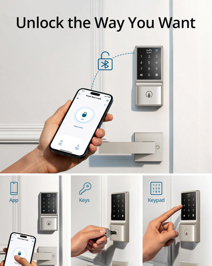 eufy Security Smart Lock C210, Keyless Entry Door Lock, Built-in WiFi Deadbolt, Smart Door Lock, No Bridge Required, Easy Installation, Touchscreen Keypad, App Remote Control, 4 AA Batteries Included