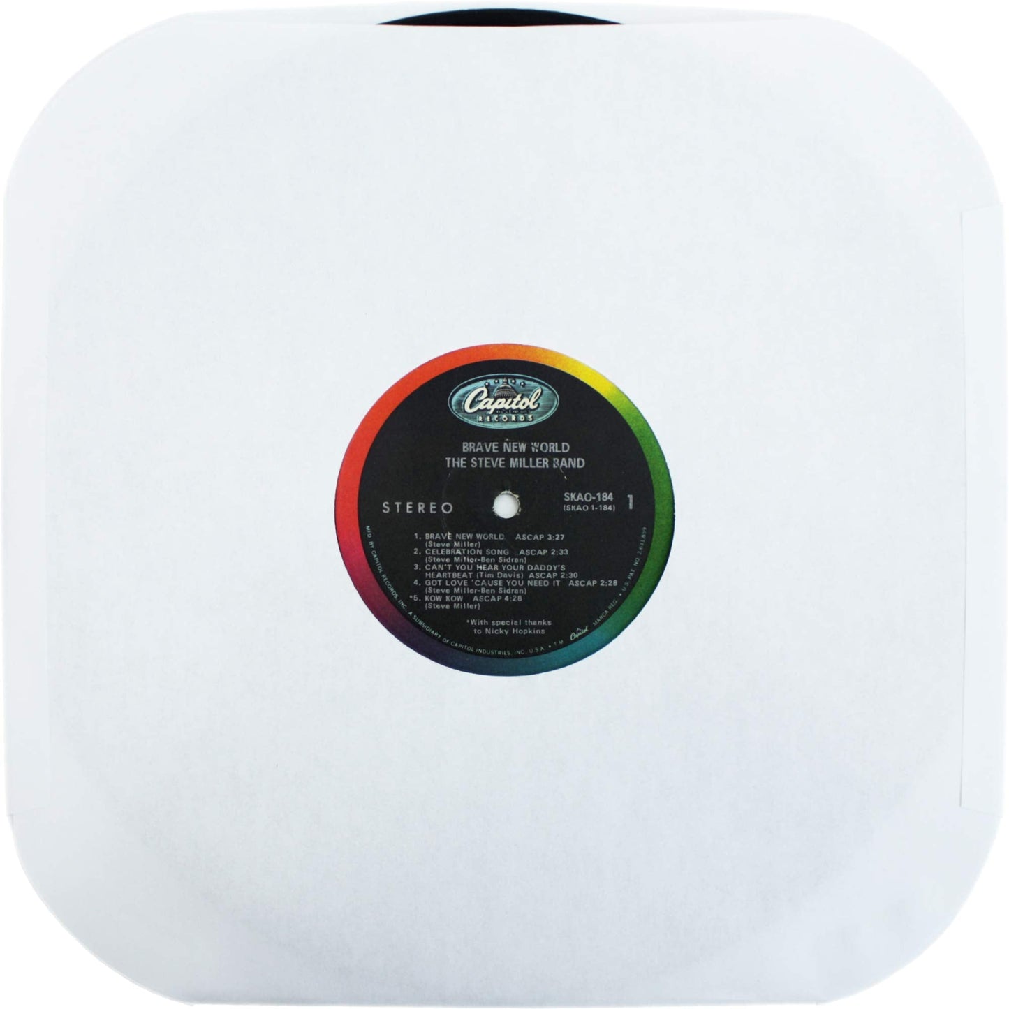 (100) Archival Quality Acid-Free Heavyweight Paper Inner Sleeves with Hole for 12" Vinyl Records - Durable 20# Paper - Easy Record Insertion - #12IW