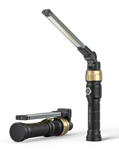 HOTLIGH Rechaegeable Work Light, 5000mAh Magnetic Flashlight with 360° Rotate Foldable Design, 1200 Lumens Led Work Light, Mechanic Light for Car Repairing/Emergency,Fathers Day Dad Gifts