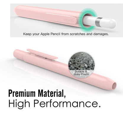 MoKo Holder Case for Apple Pencil 1st Generation, Retractable Apple Pencil 1st Case Protective iPad Pencil Sleeve Skin Cover with Sturdy Clip, Pink