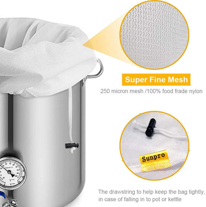 Brew Bag, 2 Pack Extra Large (26" x 22") Straining Bag,Reusable Cold Brew Bags Fine Mesh Bag for Fruit Cider Apple Grape Wine Press Drawstring Straining Brew in a Bag