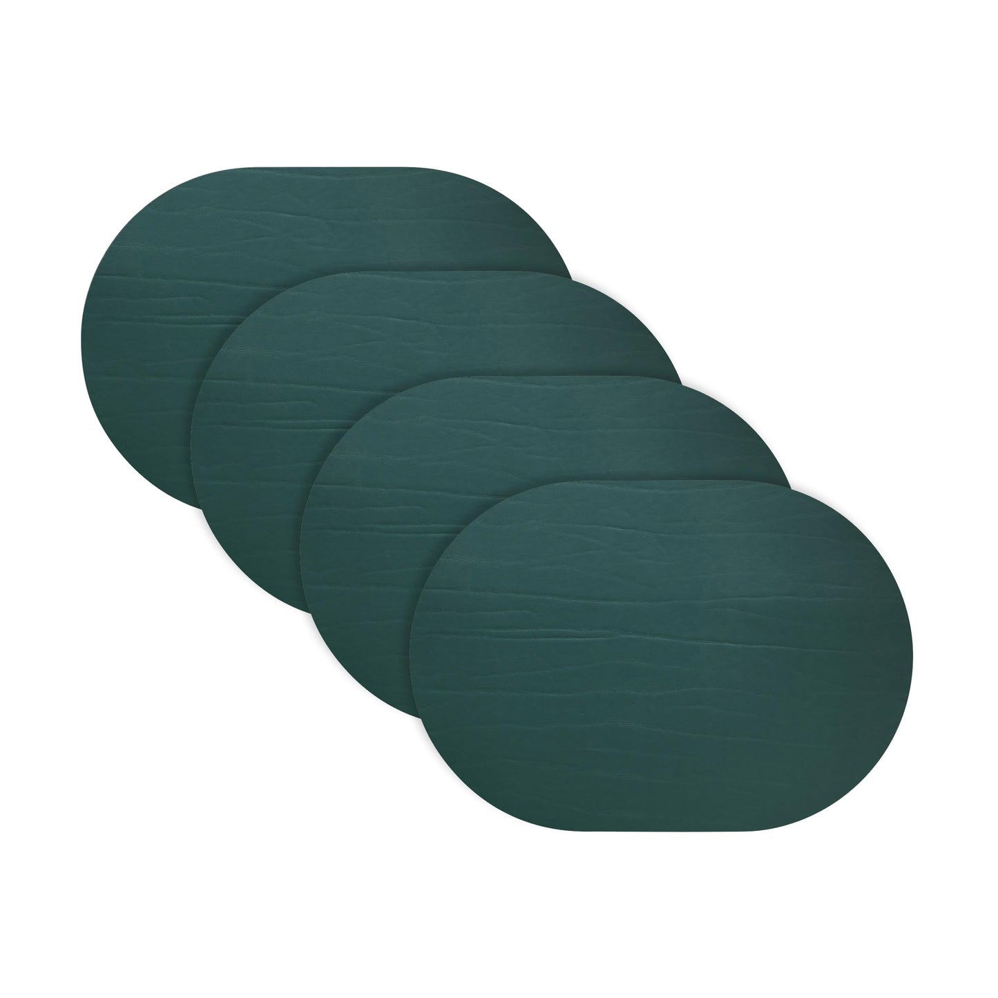 Fortessa Strata Leather Placemat, 13.3 x 16.5 Oval Placemat (Set of 4), Forest