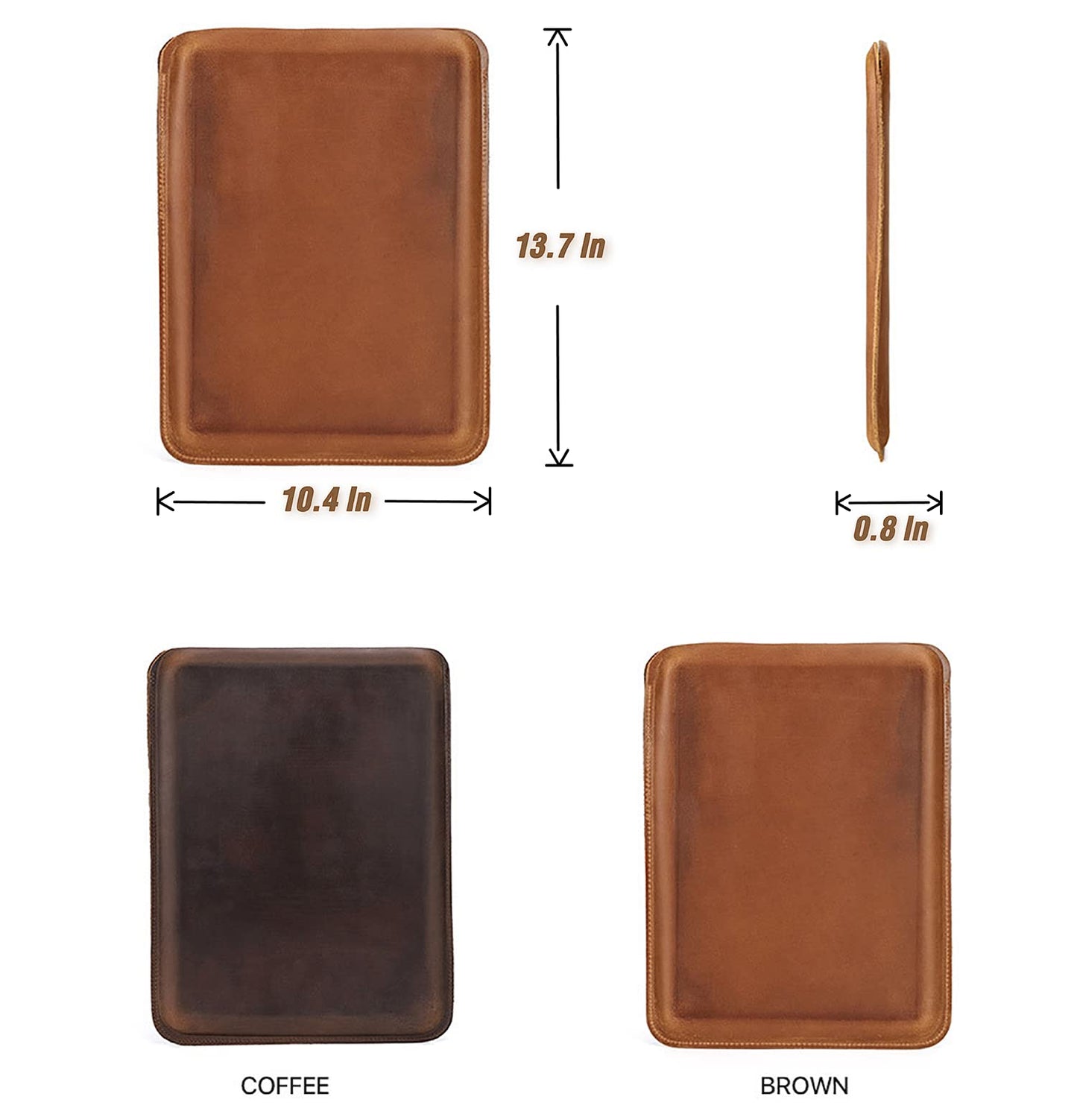 CataPurus Top Grain Leather 14.2" Laptop Sleeve Case, Solid Vintage Design, Compatible with MacBook Pro 14" 2021 M1 A2442 & Old Versioned 13-13.3 Inch MacBook Pro/MacBook Air, Brown 14.2 Inch