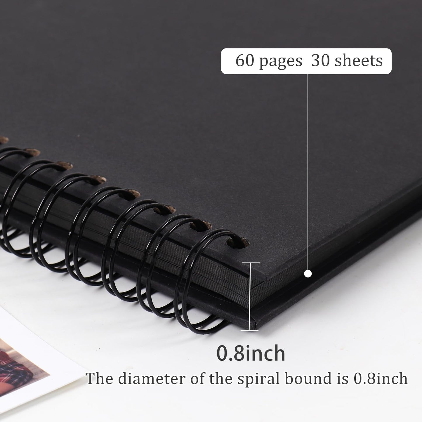 RECUTMS 12 x 12 Inch Large Scrapbook Album Kraft Blank Page DIY Scrapbook Photo Album, 60 Pages Memory Book for Wedding Anniversary Family Small Scrapbook Photo Album (Black)