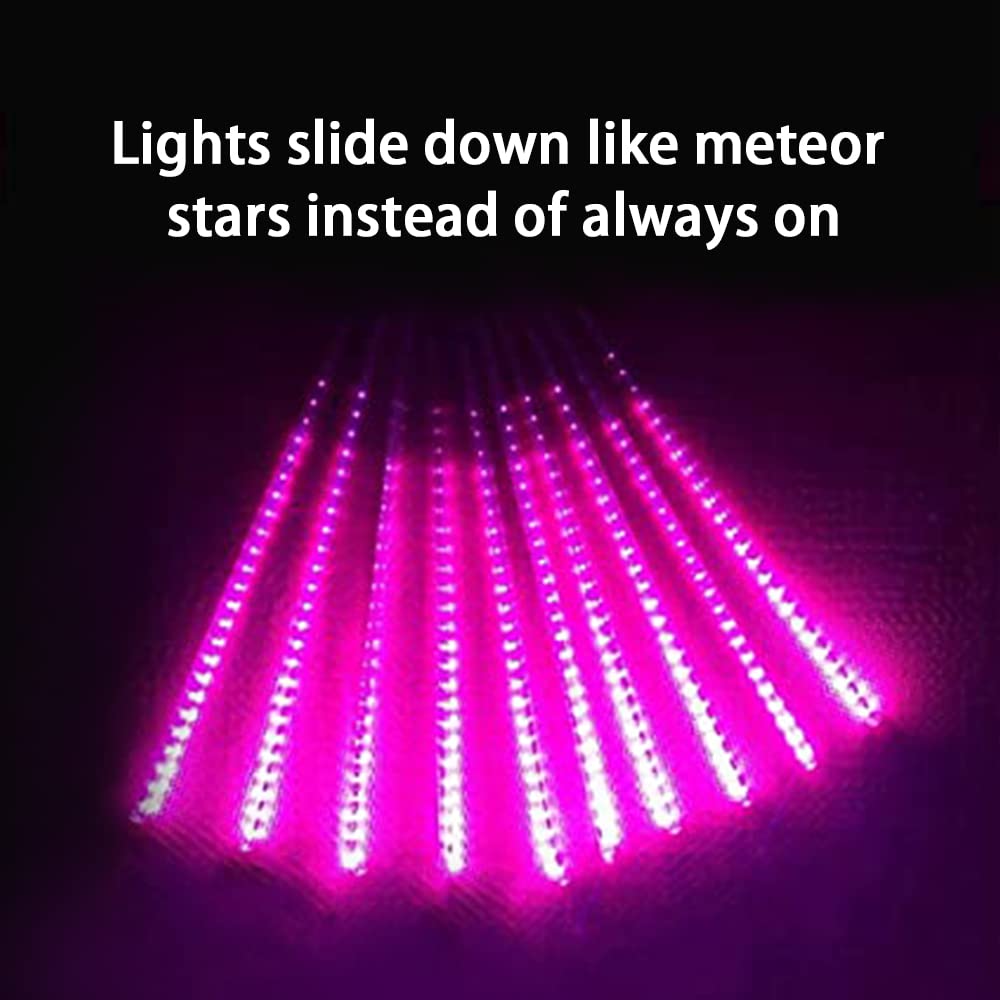 Roytong Purple Meteor Shower Lights, 10 Tube 540 LED 20 Inch Icicle Raindrop Lights for Halloween Tree Patio Garden Roof Eaves Outdoor Decor, Waterproof Plug (Can Connect 100 Sets)