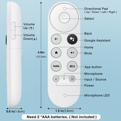 Replacement for Google-Chromecast-Remote, for Chromecast with Google TV Remote 4K/HD & Google TV Streamer 4K(Only for Snow Chromecast Google)