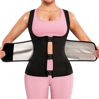 KUMAYES Womens Waist Trainer Corset Sauna Sweat Suit for Women Trimmer Workout Belt Corset Vest Body Shaper Shirt Band Black