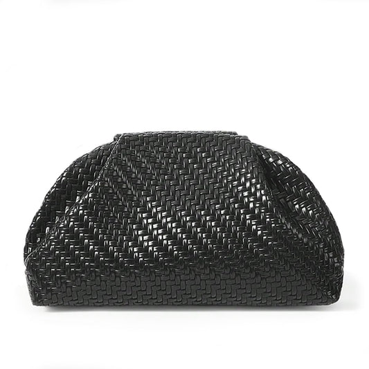 Aritenation Woven Clutch Purses for Women Evening Bag Elegant Ruched Dumpling Clutch PU Leather for Party Wedding