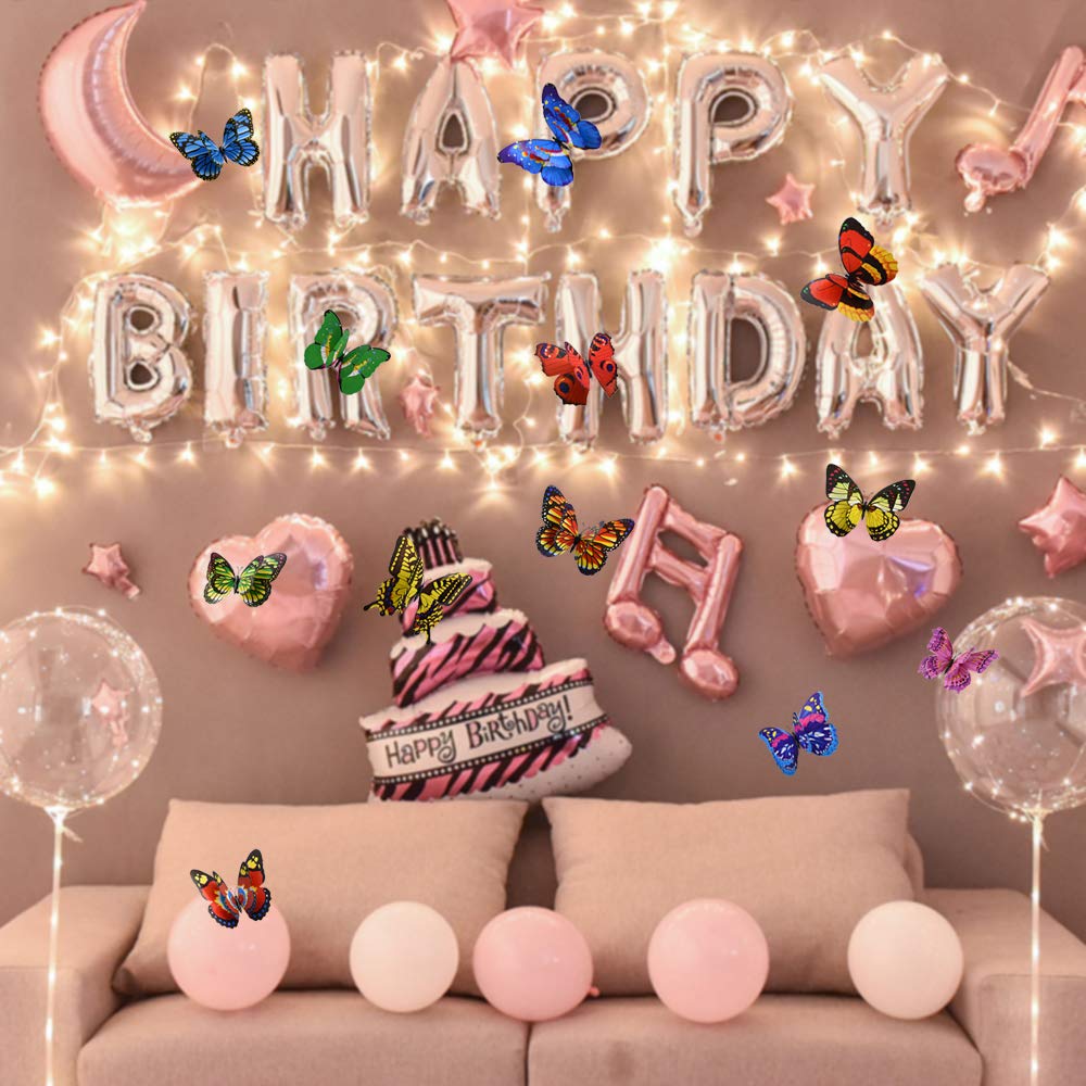 12PCS Giant Butterfly Wall Stickers Decor,3D Large Butterflies Wall Magnetism Decals Removable DIY Home Art Decorations for Birthday Party Christmas Wedding Kids Room Bedroom