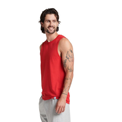 Russell Athletic Men's Cotton Performance Sleeveless Muscle T-Shirt,True red,Small