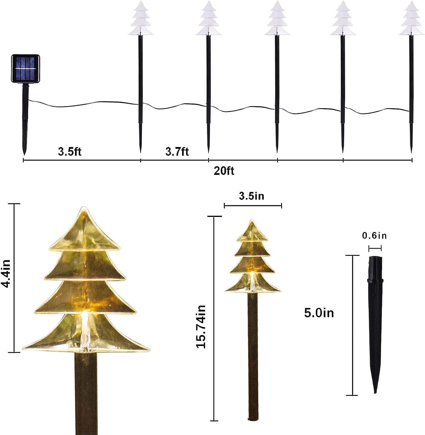 ILLUMINEW Outdoor Christmas Decorations, Solar Christmas Pathway Lights, Set of 5 Waterproof Landscape LED Lights for Yard Lawn Patio Walkway Decor