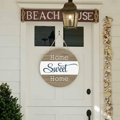 Welcome Sign Front Door Decoration Vintage Wooden Home Sweet Home 12in Round Wooden Hanging Housewarming Home Garden Decor