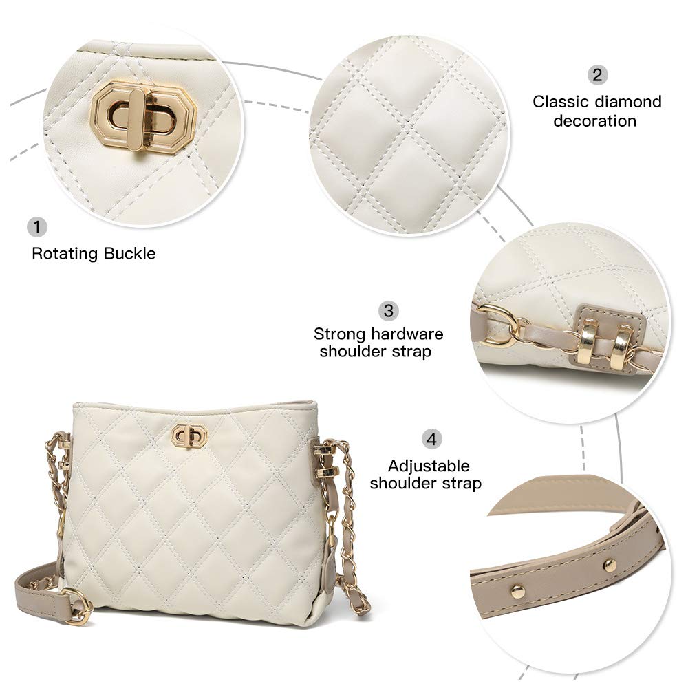 Sivim Small Crossbody Bags for Women Purses Fashion Leather Lightweight Handbags Shoulder Bag(Beige)