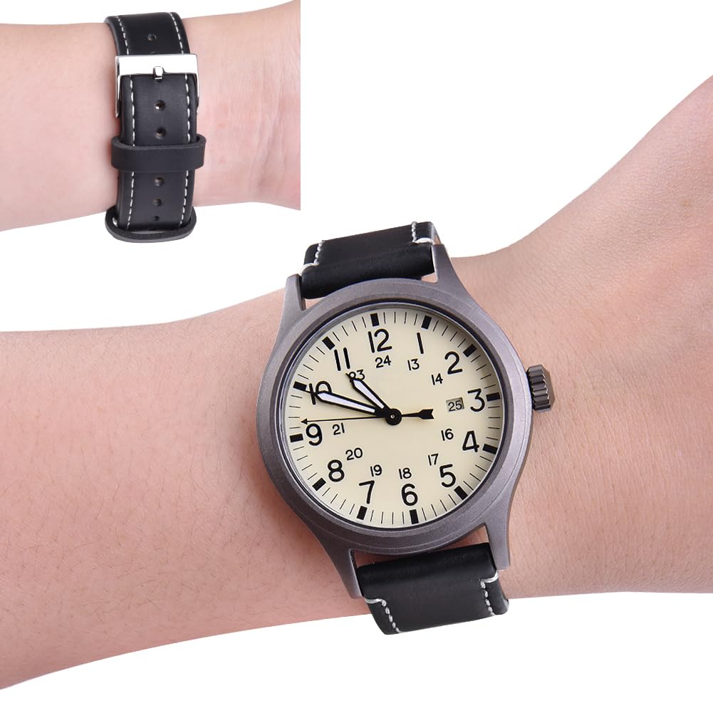 Ritche Leather Watch Strap with Quick Release Pins, 21mm Replacement Watch Band for Men and Women, Fits Smartwatches & Traditional Watches