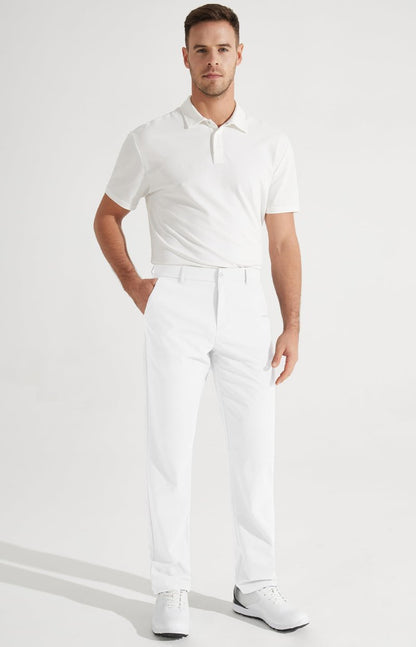 Libin Mens Golf Pants Stretch Work Dress Pants 30" Quick Dry Lightweight Business Casual Pant for Men Comfy Water Resistant, White, 30W x 30L