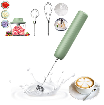 4-in-1 Electric Hand Mixer, Electric Whisk, Mini Onion Chopper 10Oz, Small Cordless Hand Blender, Milk Frother Wand for Coffee, Matcha, 4 Speed Rechargeable Food Processor for Baby Food Maker