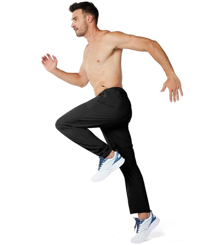 Zoofly Men's Sweatpants Lightweight Workout Track Pants Quick Dry Water Resistant Athletic Pants for Men Jogger Outdoor Running with Zipper Pockets Black S