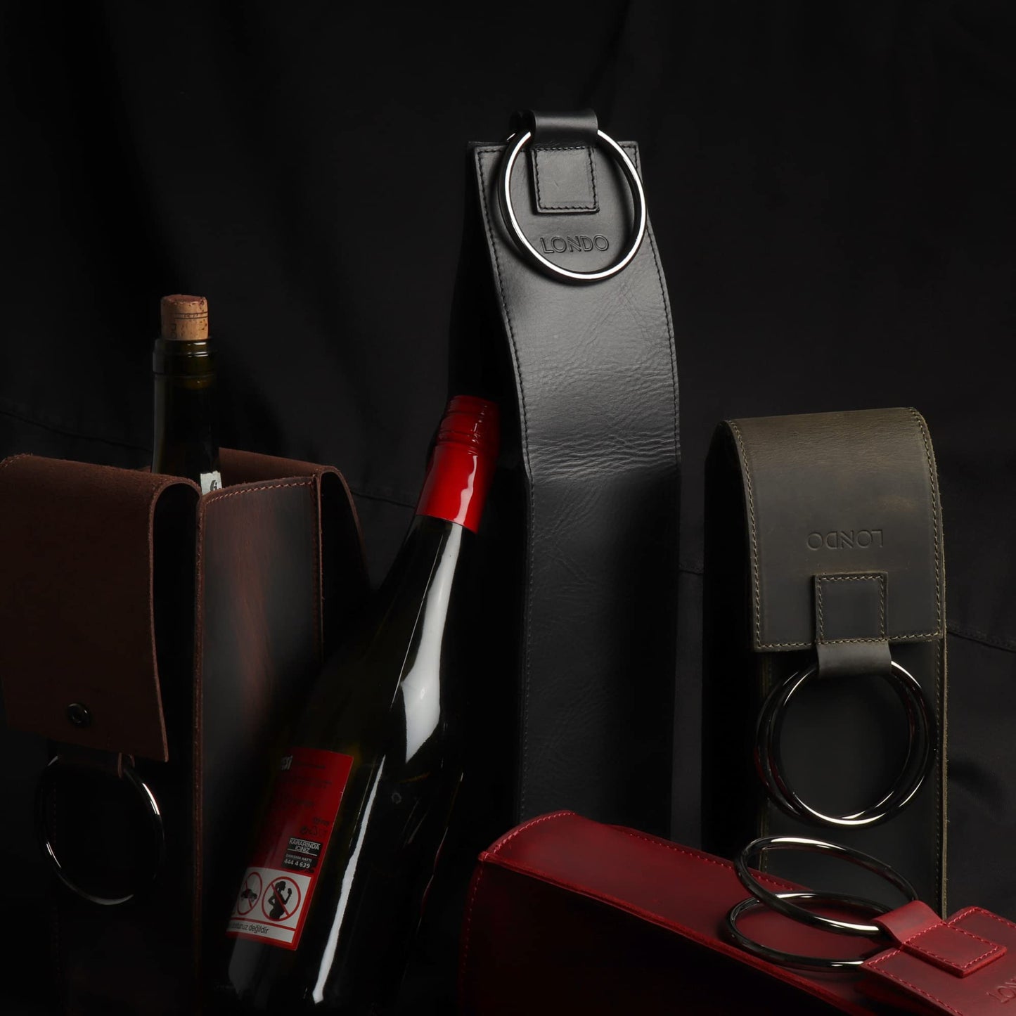 Londo Genuine Leather Wine Bottle Holder – Stylish & Durable Wine Carrier for Travel, Picnics, and Gifting