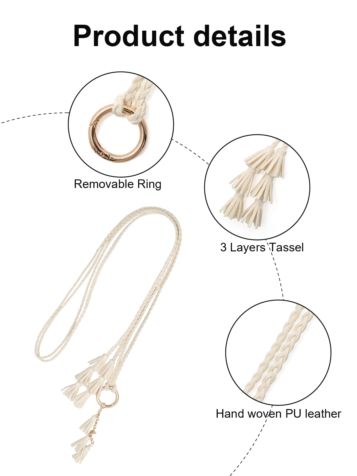 TeeYee Women Waist Belt/Rope/Chain PU Leather Braided Boho 3 layer tassels Fringe Tie Belts Multi Colors 286beige