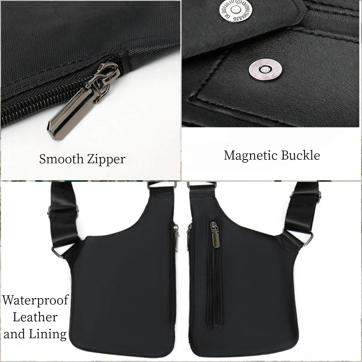 Premium Shoulder Bag for Men, Double Shoulder Armpit Bag Fashion Underarm Holster Wallet Adjustable PU Leather Waterproof Anti-Theft Harness for Men- Boyfriend, Father, Teen Gifts