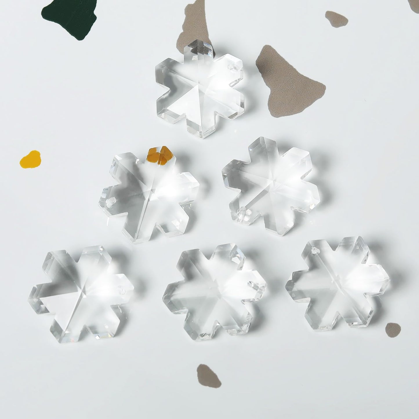 Pack of 20 Clear Crystal Snowflake Crystal Suncatcher - Rainbow Maker Hanging Crystals Prisms for Windows Hanging Ornament Chandelier Crystals Replacement Christmas Home Decor