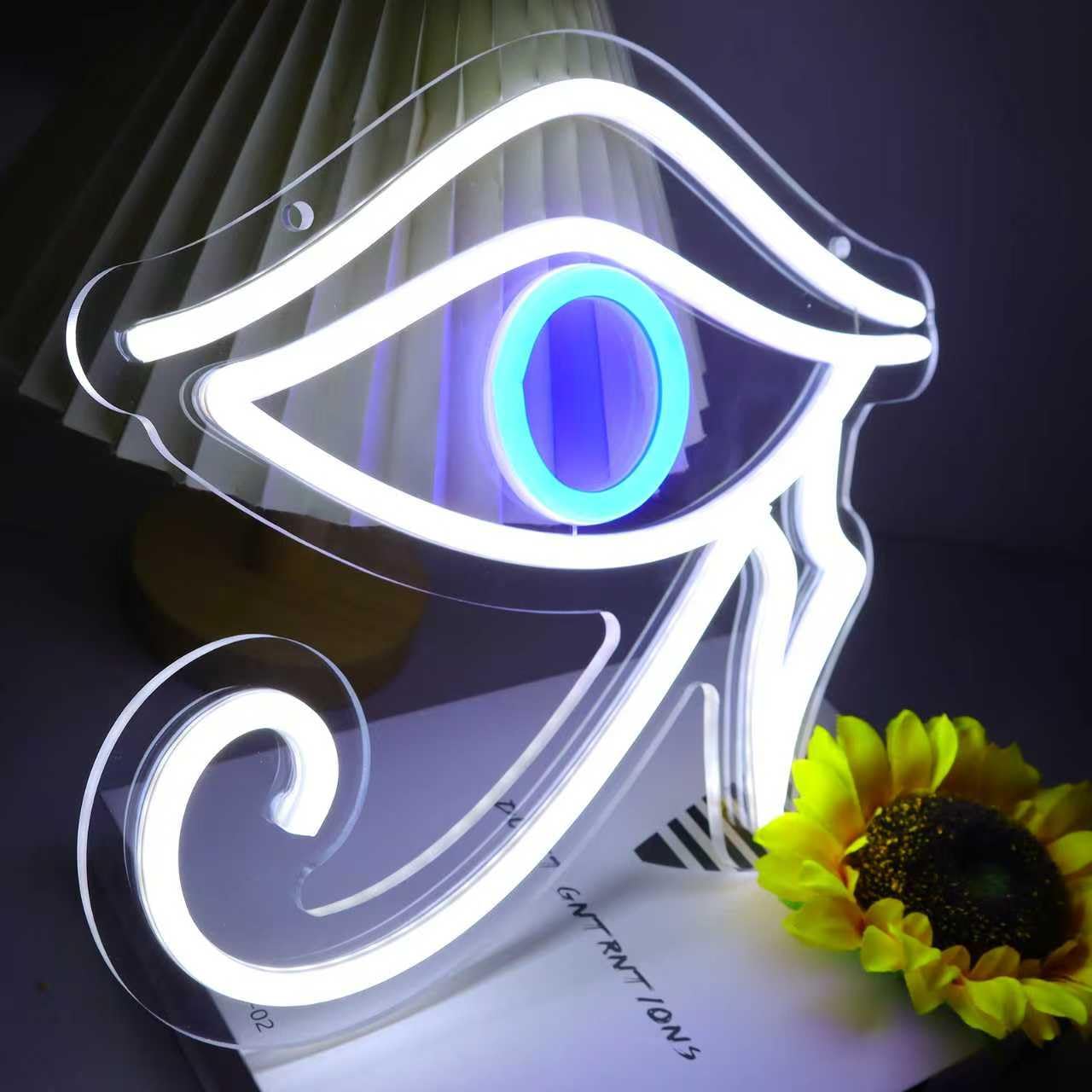 MOERBENCHI Eyes Neon of Horus Sign Evil Eye Neon Sign for Wall Decor, USB Dimmable LED Light for Game Room Bedroom Man Cave Bar Birthday Party Decoration Christmas Gifts(11 * 9inch)