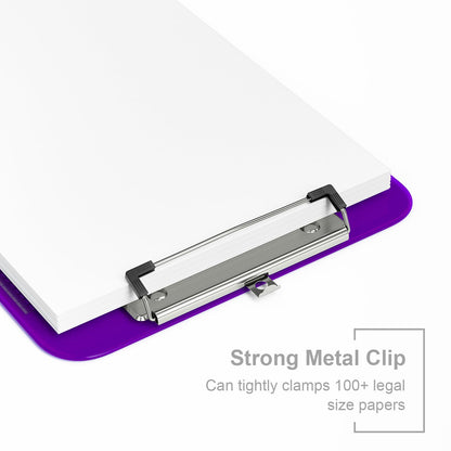 Piasoenc Plastic Clipboards, Translucent Ruler Clip Board with Low Profile, Office Supply, School Supplies, Letter Size 9 x 12.11 Inches,Purple