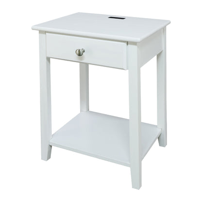 Casual Home Owl Night Stand with USB Port Charging Station and Drawer, 17.5" W x 14.25" D x 24.5" H, Natural Gray