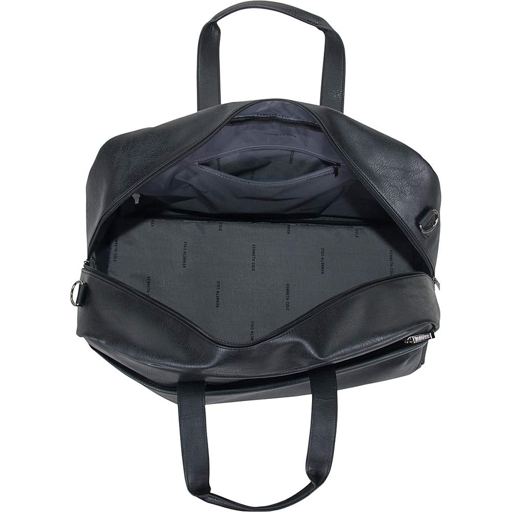 Kenneth Cole Reaction Port Stanley 20" Duffel Bag Pebbled Vegan Leather Carry-On Duffle Travel Bag/Overnight Shoulder Duffel, Black