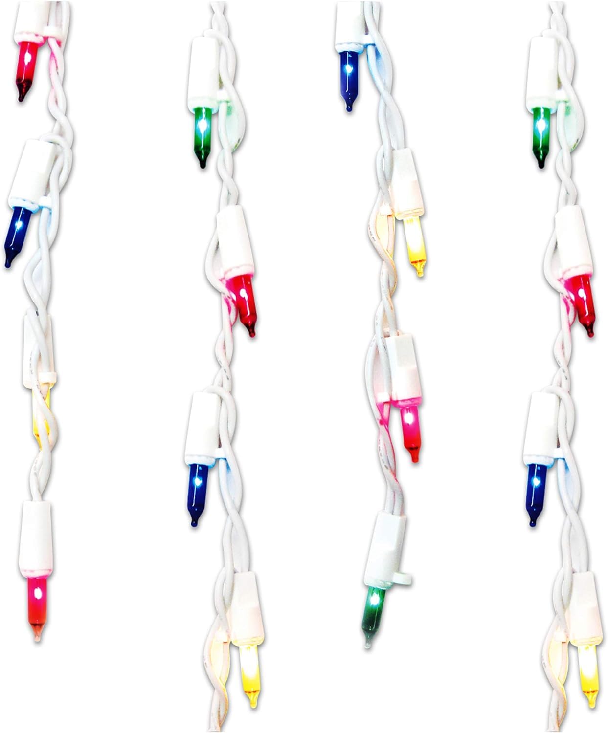 Brite Star 300-Count Stay-Straight Multicolor Window Icicle Lights Set - White Wire Mini Lights