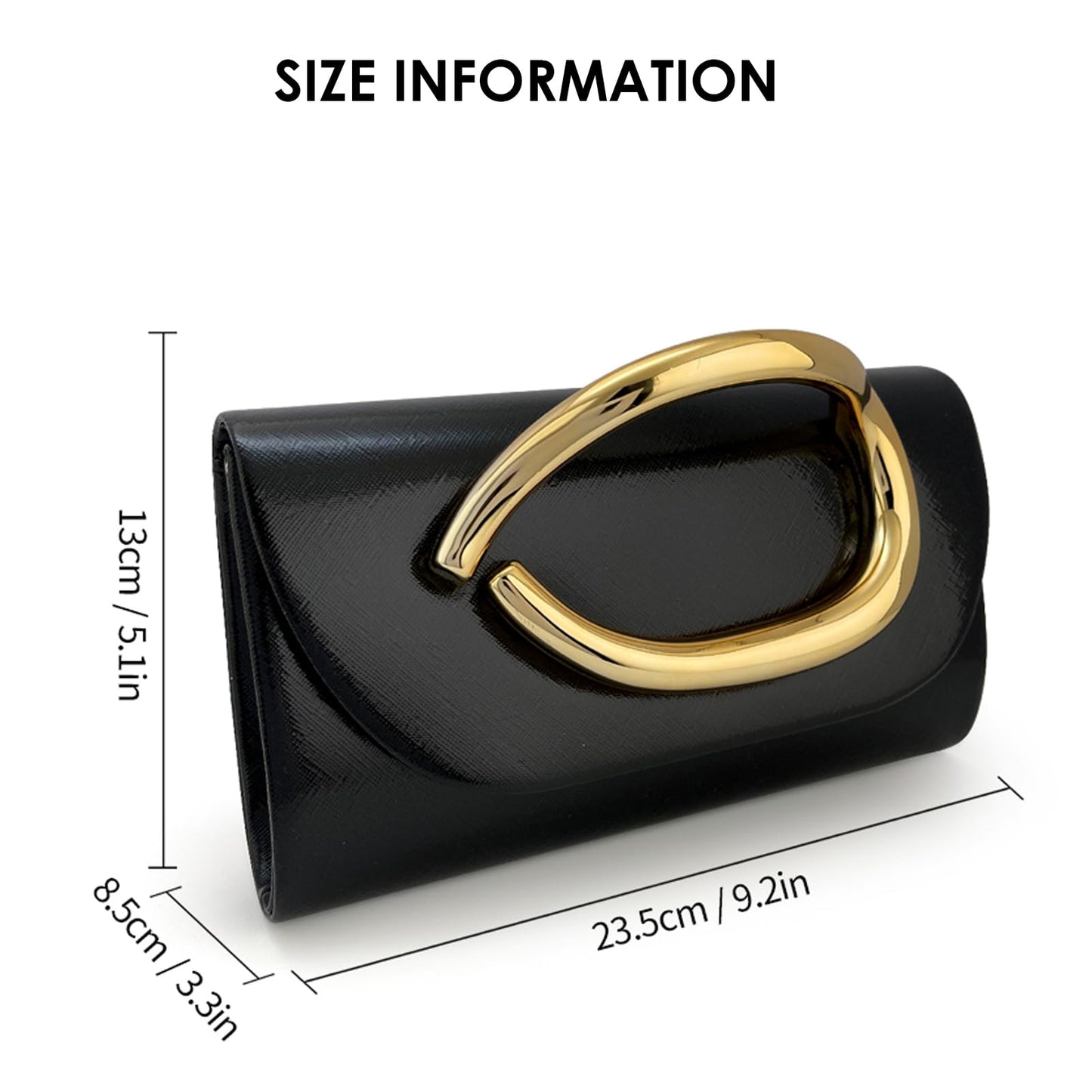 MYHOZEE Clutch Purses for Women Vegan Leather Evening Bag Formal Elegant Wedding Clutch Trendy Gold Handle Purses