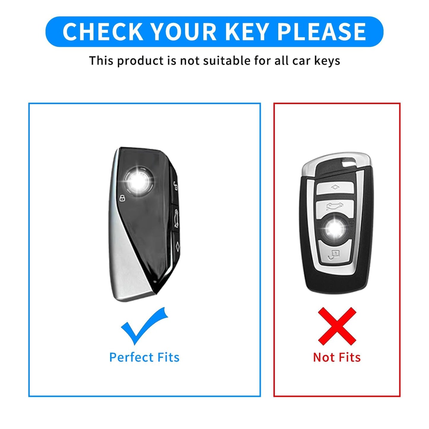 CLCWYSK For BMW Key fob Cover with Keychain, Genuine Leather Car Key Case Full Protection Compatible with BMW 2023-2025~up New 5/7 Series 740i 760i X1 X2 X3 X5 X6 X7 XM IX IX3 I5 I7 etc