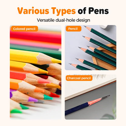 Pencil Sharpeners, 4 /8pcs Pencil Sharpeners Manual, Protable Dual Holes Compact Colored Handheld Pencil Sharpener with Lid for Artists Classroom School Office (4PCS-A)