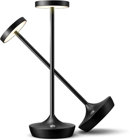 Cordless Table Lamp Rechargeable - 6000mAh LED Battery Operated Table Light - Portable Touch Dimmable Outdoor Waterproof Table Lamps for Patio Restaurant Dining (2 Black)