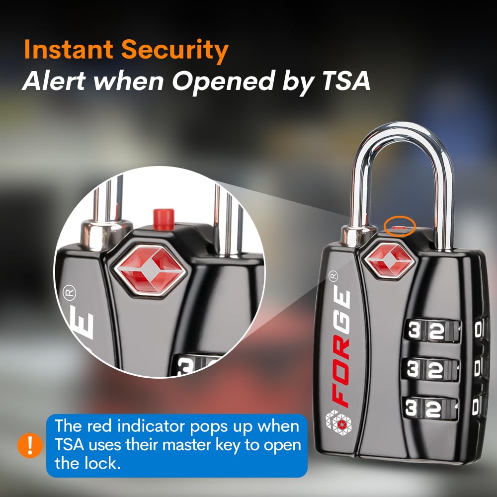 Forge TSA Approved Luggage Locks - Black 2 PK