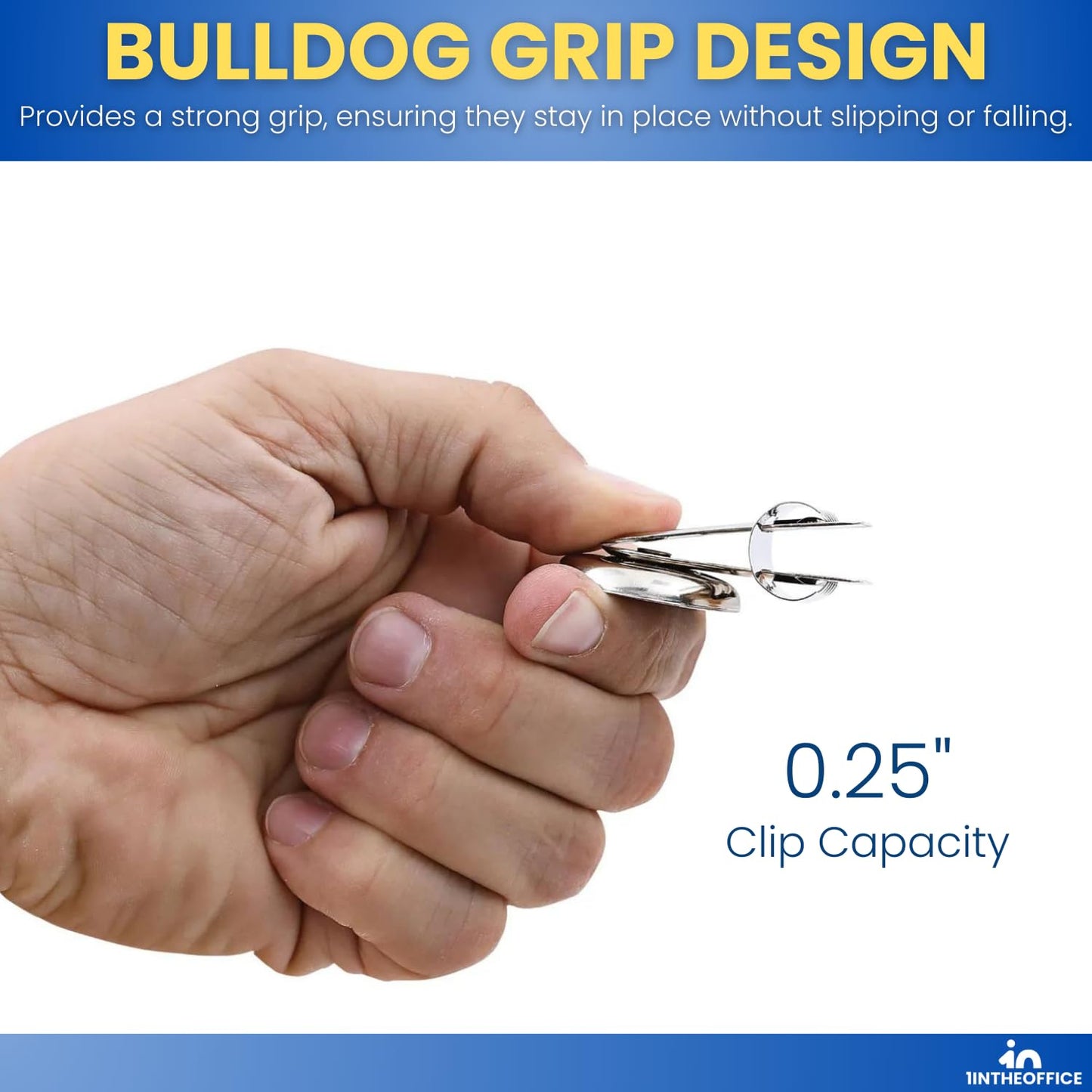 1InTheOffice Magnetic Clips for Refrigerator, Heavy Duty Refrigerator Bulldog Magnet Grip Clips, No. 2, 2.3" Width, 12 Pack, Silver