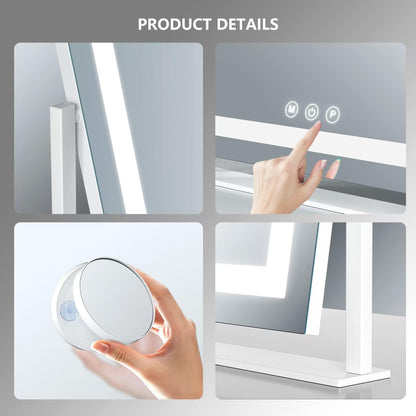 Arched Makeup Vanity Mirror with Lights 17.2" Large LED Lighted Mirror, Hollywood Make Up Mirror with Lighting, Smart Touch,Detachable 5X Magnification 360° Rotation, (Gold,Gift Box)