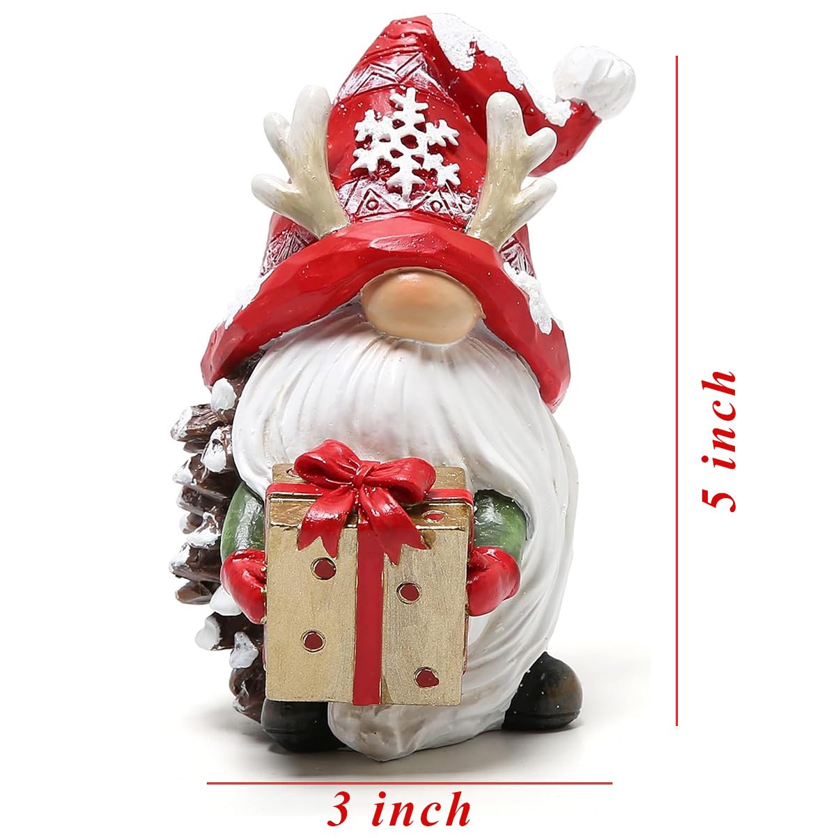 Hodao Christmas Resin Gnomes Handmade Christmas Resin Gnomes Holiday Present, Winter Table Christmas Tree Decorations Indoor and Display on Mantel or Window Sill