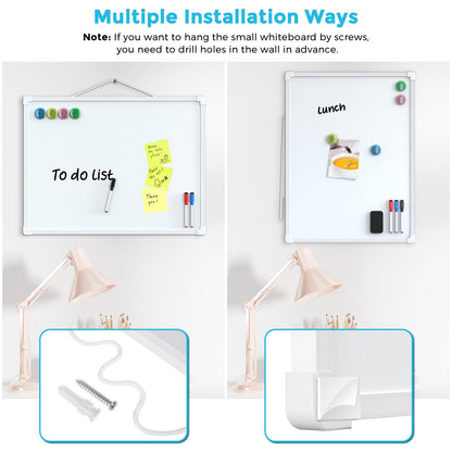 MaxGear Double-Sided Dry Erase Board for Wall, 16"x12" Hanging Whiteboard, Small Dry Erase White Board with 3 Markers&4 Magnets, Portable Whiteboard for Students - Planning, Drawing, Memo, to Do List