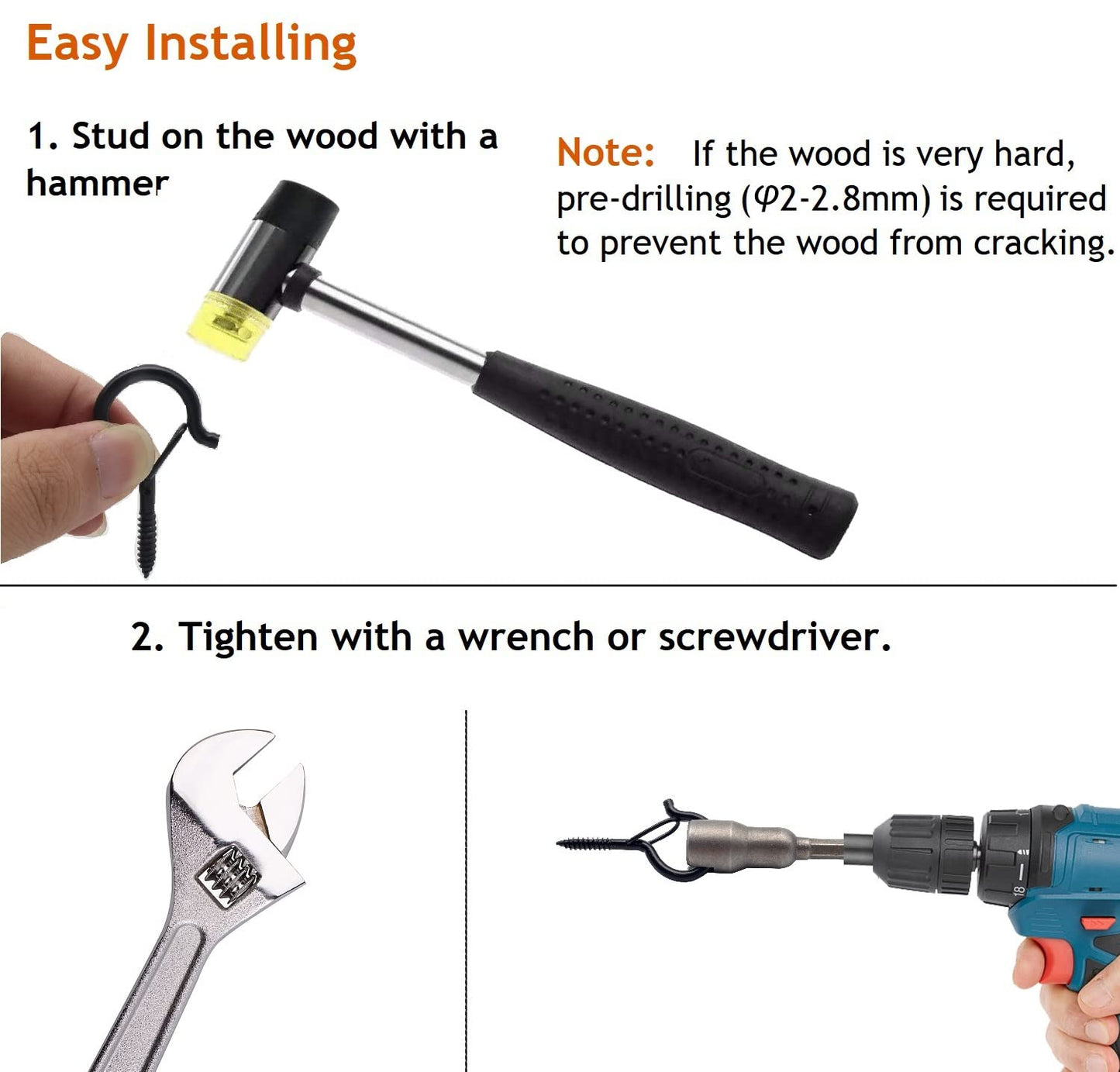 Zzbety 30 PCS Q-Hanger Screw Hooks with Safety Buckle Design, Christmas Lights Hanger Hooks, Easy to Release, Include 1 Wing Nut Driver