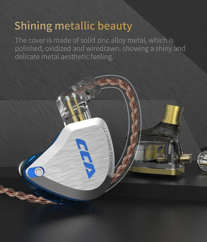 CCA C12 in-Ear Monitors, 5BA+1DD Hybrid HiFi Stereo Noise Isolating IEM Wired Earphones/Earbuds/Headphones with Detachable Tangle-Free Cable 2Pin for Musician Audiophile (with MIC, Amber Gold)