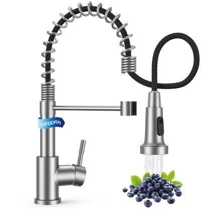 Kitchen Faucet with Pull Down Sprayer, High Arc Single Handle Stainless Steel Kitchen Sink Faucet with Sprayer for Rv Camper, Matte Black