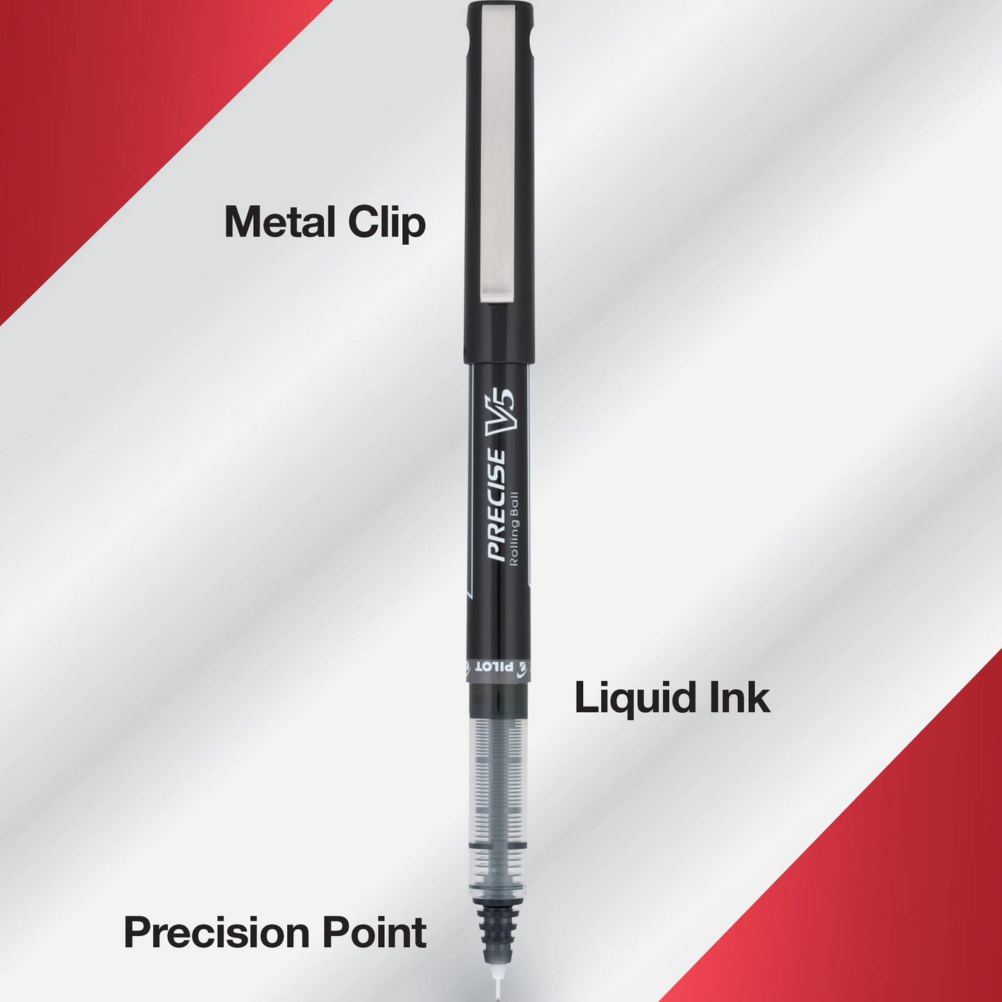 PILOT Precise V5 Stick Liquid Ink Rolling Ball Stick Pens, Extra Fine Point (0.5mm) Assorted Ink Colors, 10-Pack (12562)