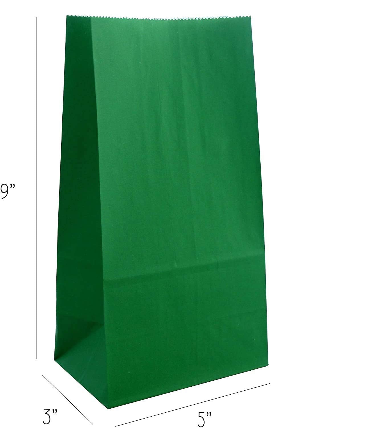 Partay Shenanigans Party Favor Bags - 50 Pack Kraft Paper Goodie Gift Lunch Treat Bags and Party Supplies for Theme Kids Birthday, St Patrick's Day, Christmas - 5"x3"x9" (Green)