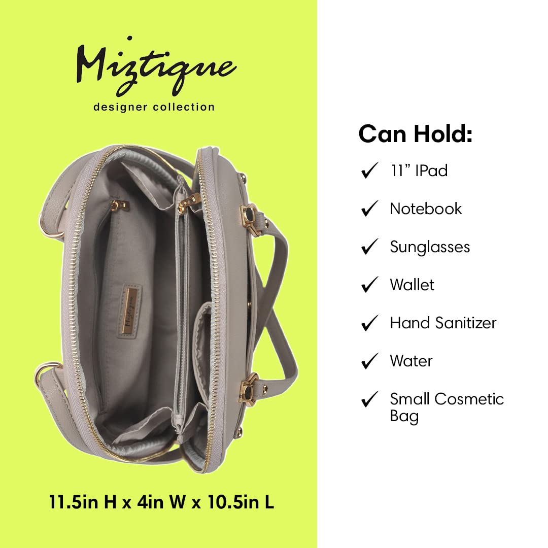 MMS Brands Miztique Daisy Convertible Backpack Purse for Women | Vegan Leather Shoulder Strap Bag or Convertible Backpack | (Taupe)