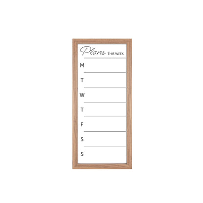 MCS Dry Erase Weekly Planner 11x24 Walnut Framed Calander Whiteboard for Wall, Plan Your Week with Family Weekly Planner for Dinners, Sports, Events & More