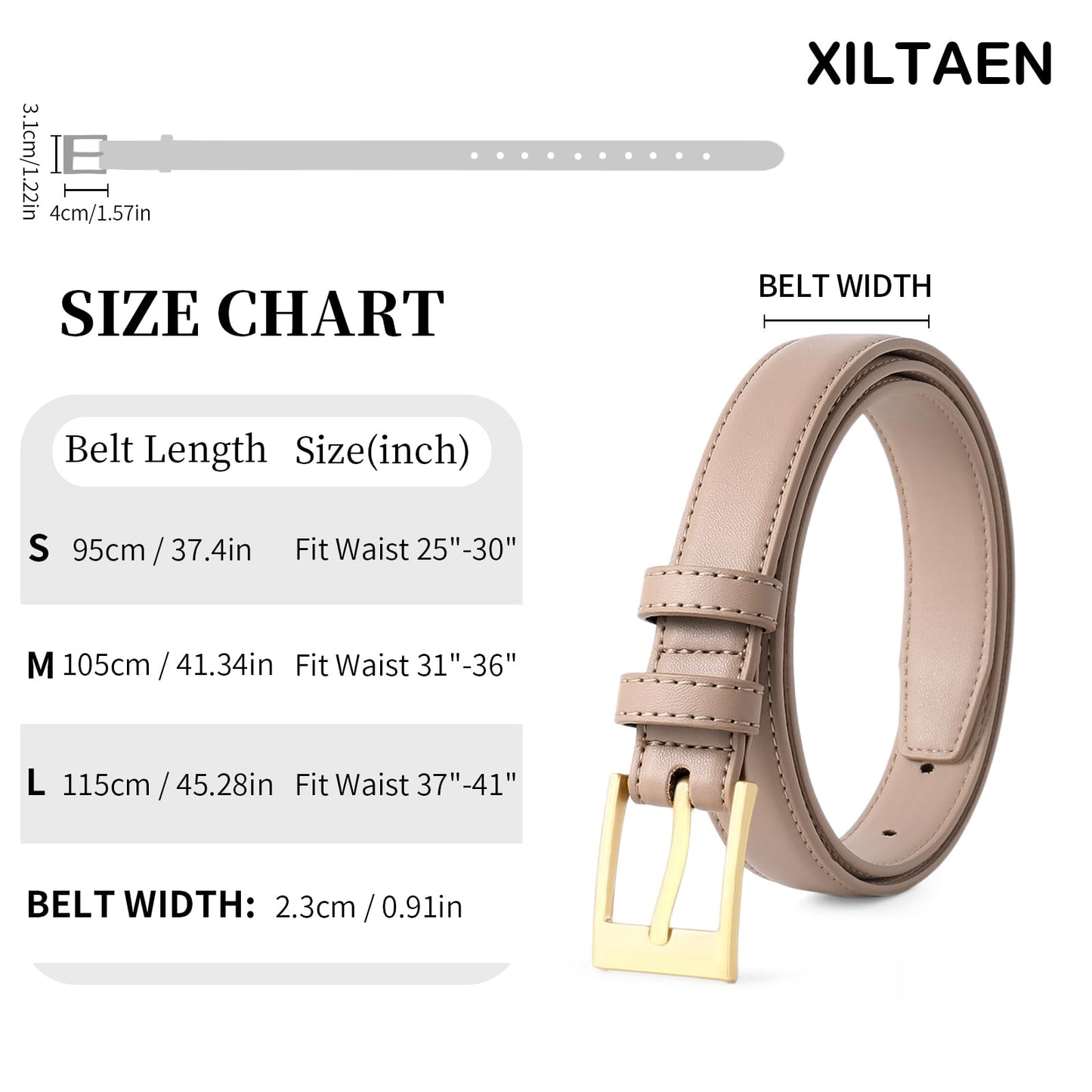 XILTAEN Women's Genuine Leather Belt for Jeans Pants Dresses Ladies Belt with Gold Buckle Waist Belts for Women