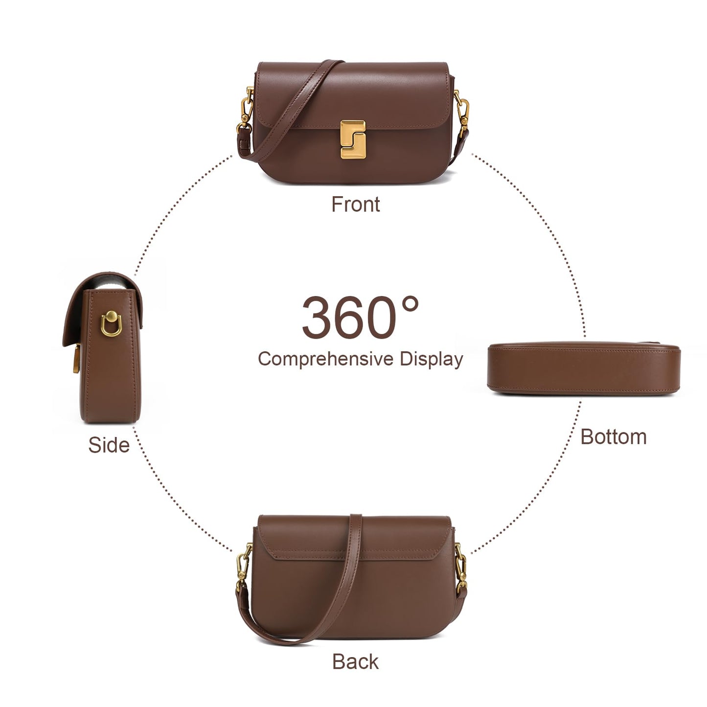 Solareer Women’s Small Crossbody Bag, Leather Sling Backpack with Removable Shoulder Strap & Top Handle (Coffee)