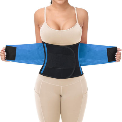 VITOMOR Waist Trainer for Women Lower Belly Fat - Sweat Waist Trimmer Belt for Workout - Tummy Control Stomach Wrap & Body Shaper (Blue, Small)